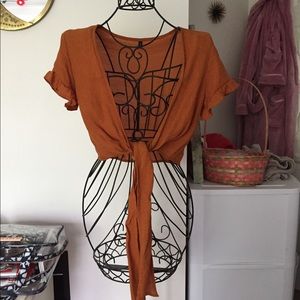 Orange tie crop top